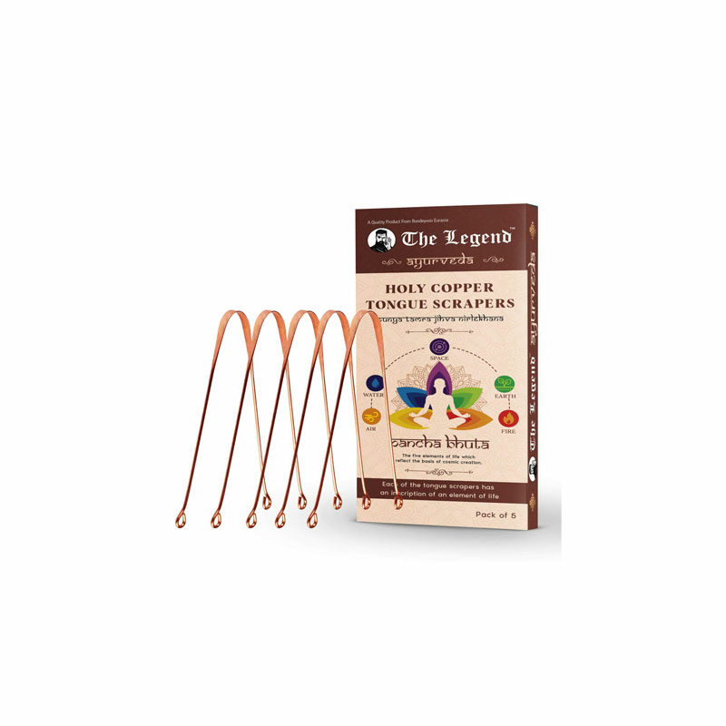 The Legend Pack of 5 Ayurveda Heavenly Copper Tongue Cleaner or Scraper